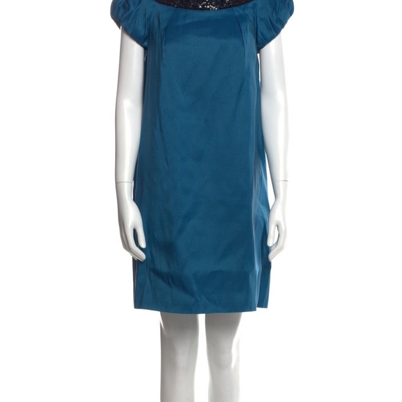 MARCHESA Beaded Collar & Blue Silk Dress - Picture 11 of 13